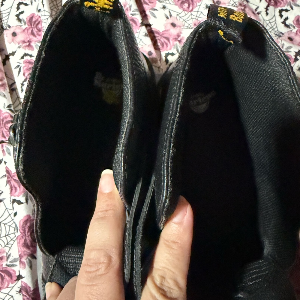 Dr. Martens Black Leather Double-Strap Boots with Yellow Stitching - Picture 4 of 4